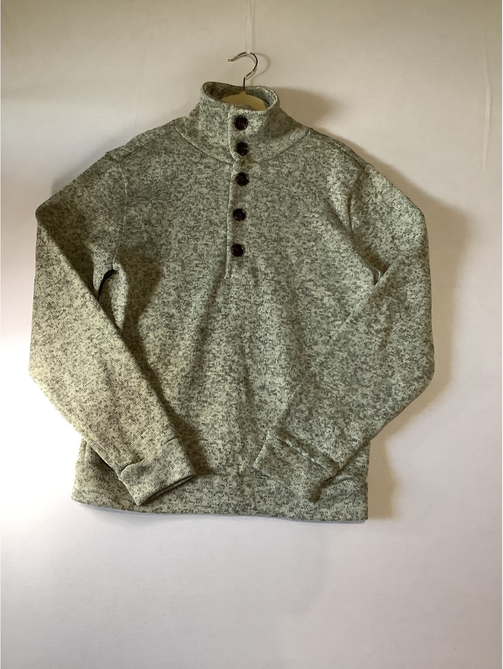 H2H Gray Button-Up Pullover Sweater with High Collar
